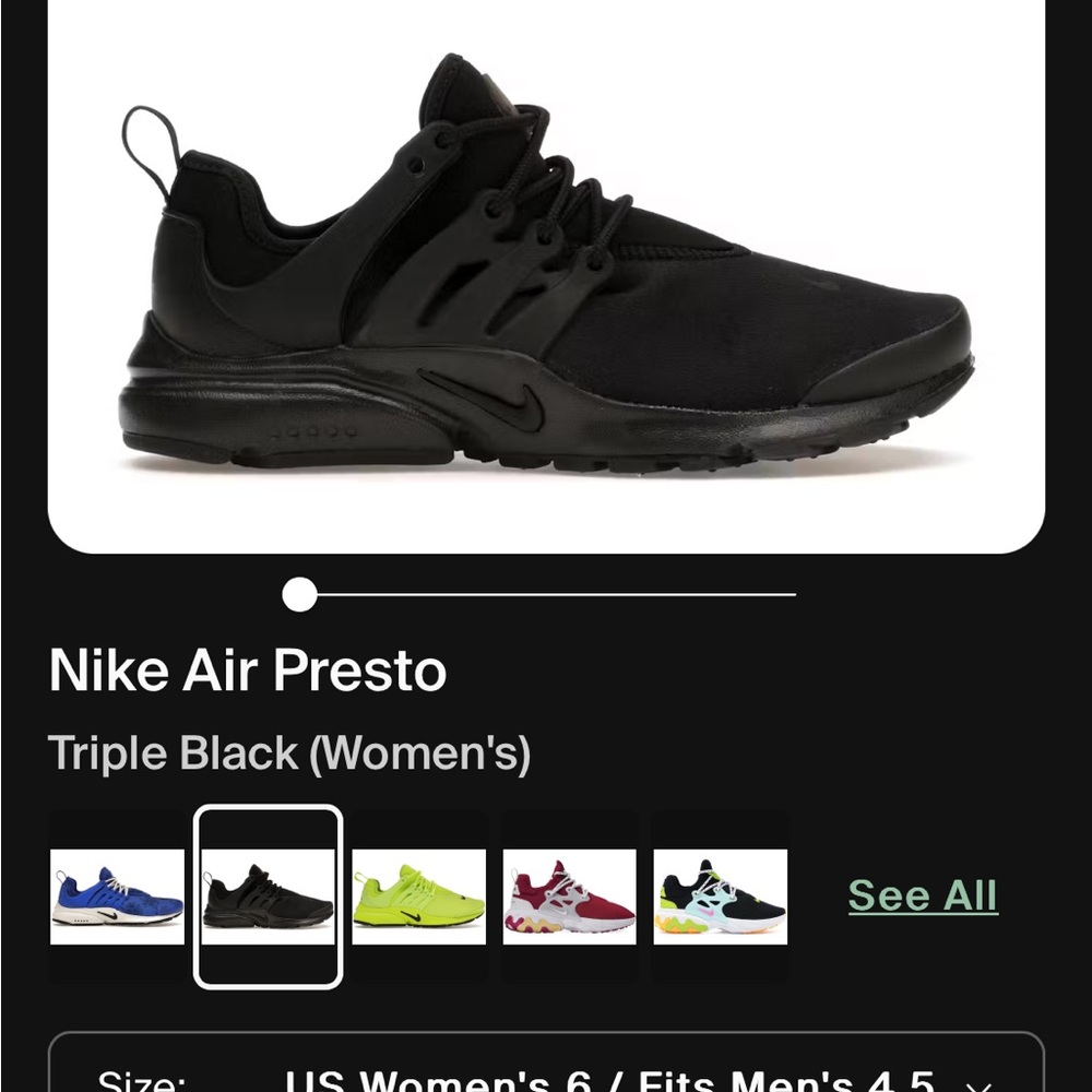 Nike presto women’s  Black Sneakers 6 women’s - Picture 3 of 5